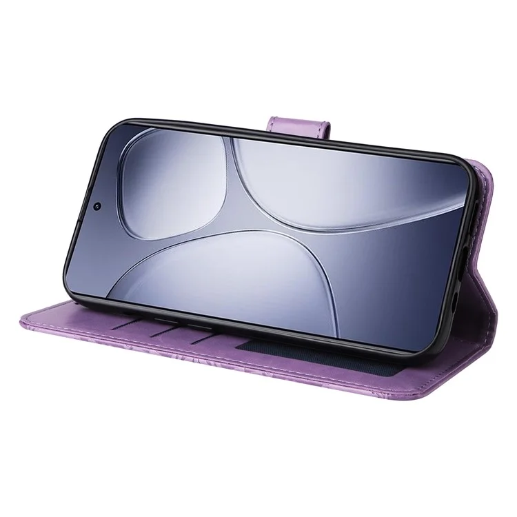 Para Xiaomi Redmi K70 Ultra Case Sunflower Imprint Leather Wallet Phone Cover - Purple