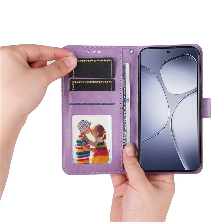 Para Xiaomi Redmi K70 Ultra Case Sunflower Imprint Leather Wallet Phone Cover - Purple