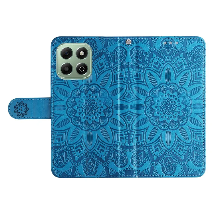 For Honor X6b 4G Case Sunflower Imprint Leather Wallet Phone Cover - Blue