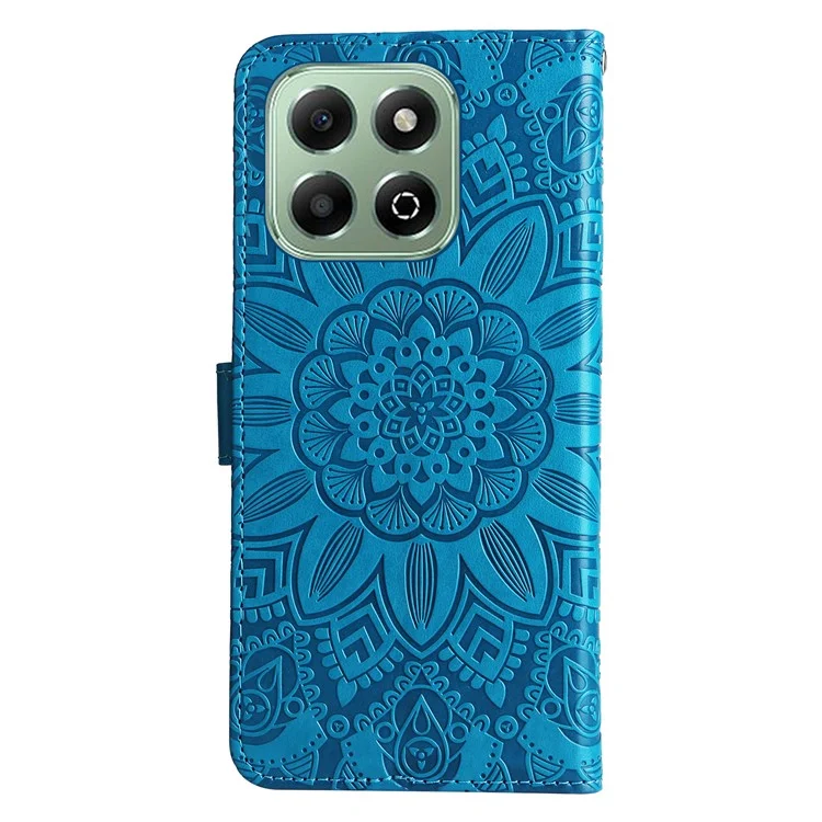For Honor X6b 4G Case Sunflower Imprint Leather Wallet Phone Cover - Blue