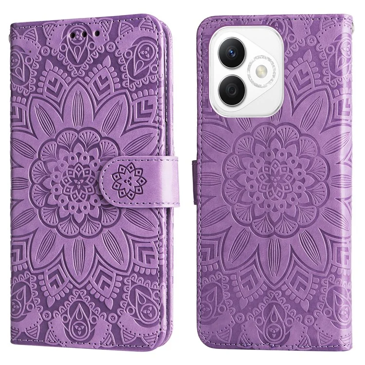 Capa para Honor X60i 5G com impressão de girassol em couro sintético - Roxo