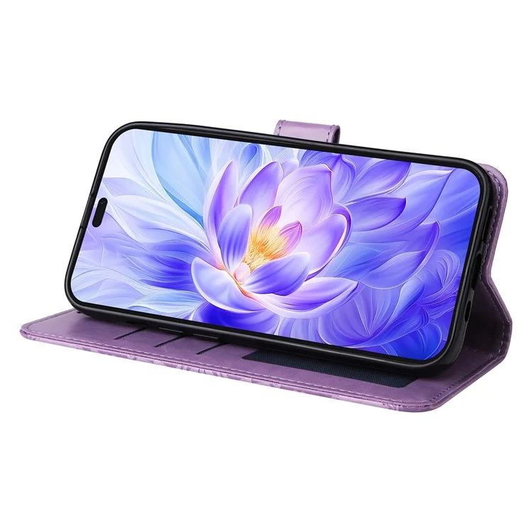 Capa para Honor X60i 5G com impressão de girassol em couro sintético - Roxo
