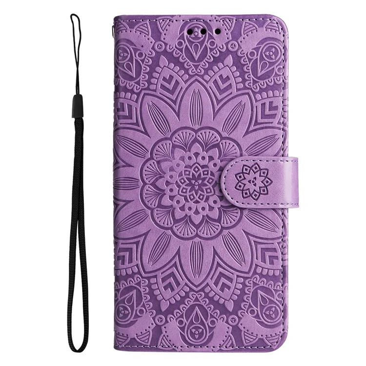 Capa para Honor X60i 5G com impressão de girassol em couro sintético - Roxo