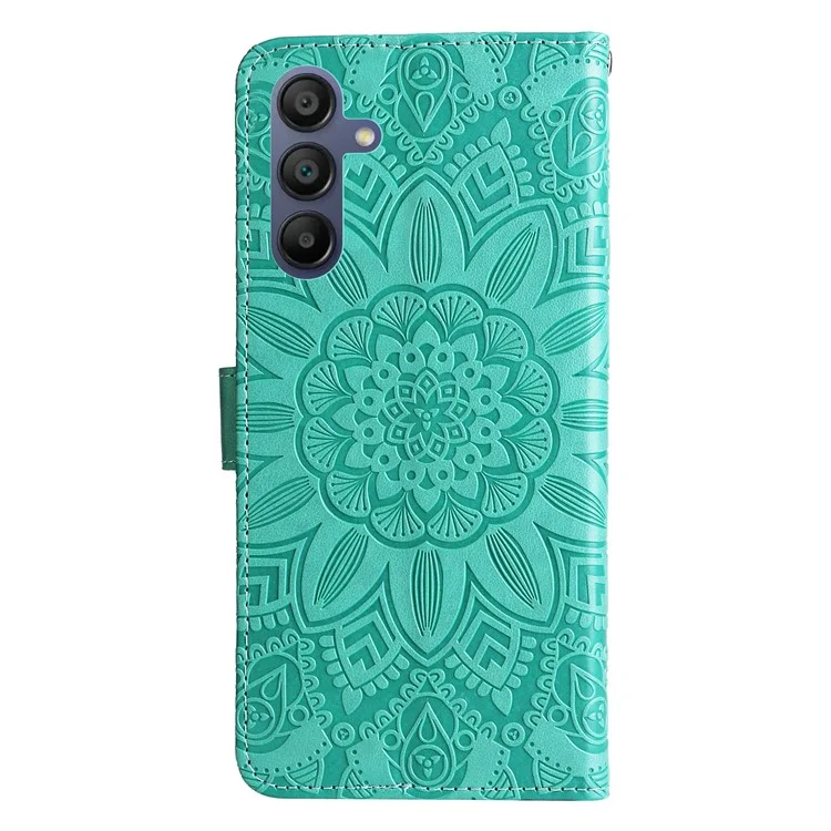 For Samsung Galaxy A17 / A26 5G / A16 5G / A16 4G Case Sunflower Imprint Leather Wallet Phone Cover - Green