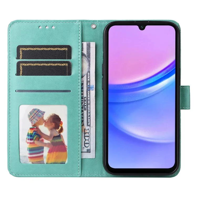 For Samsung Galaxy A17 / A26 5G / A16 5G / A16 4G Case Sunflower Imprint Leather Wallet Phone Cover - Green