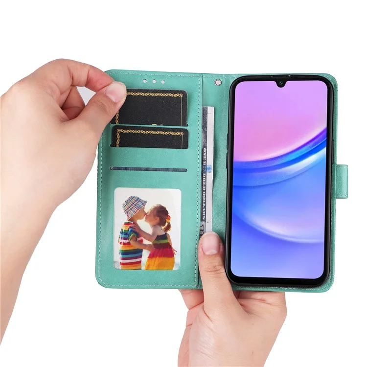 For Samsung Galaxy A17 / A26 5G / A16 5G / A16 4G Case Sunflower Imprint Leather Wallet Phone Cover - Green