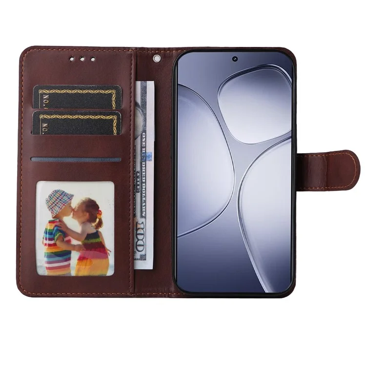 Para o Xiaomi Redmi K70 Ultra Case PU Leather Phone Cover com fendas para cartões e dinheiro - Marrom