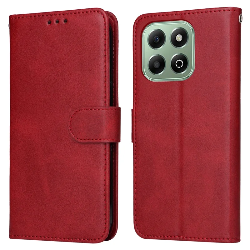 For Honor X6c 4G / X6b 4G Case PU Leather Phone Cover with Cash  /  Card Slots - Red