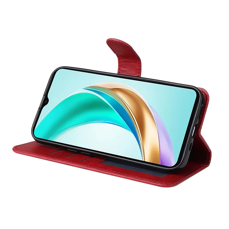 For Honor X6c 4G / X6b 4G Case PU Leather Phone Cover with Cash  /  Card Slots - Red