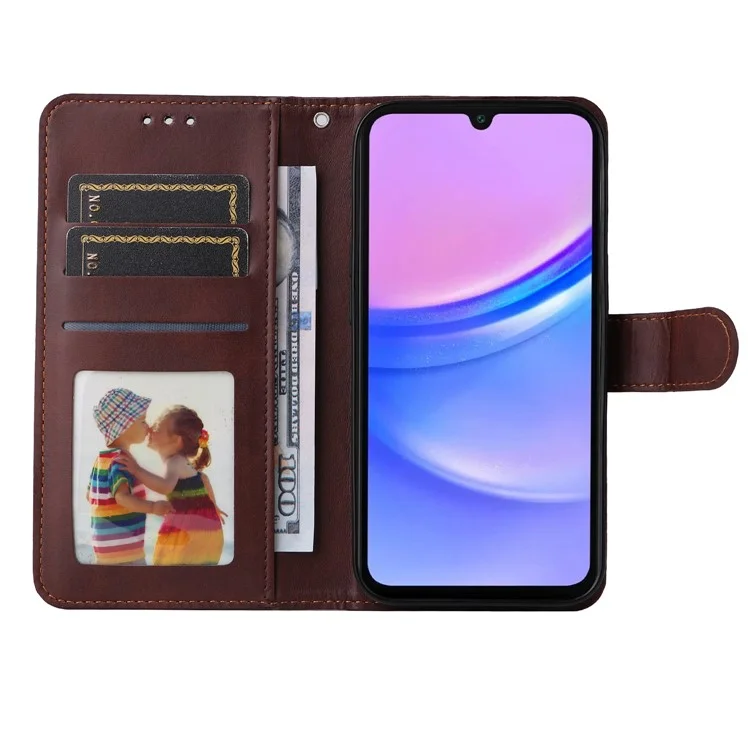 Чехол из искусственной кожи для Samsung Galaxy A16 5G / A16 4G с отделениями для карт и денег - коричневый