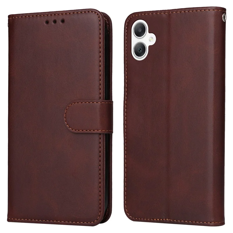 Para Samsung Galaxy A06 Capa Caso PU Leather Cover com Slots de Dinheiro / Cartão - Marrom