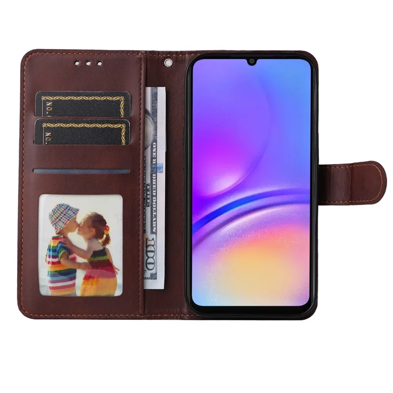 Para Samsung Galaxy A06 Capa Caso PU Leather Cover com Slots de Dinheiro / Cartão - Marrom