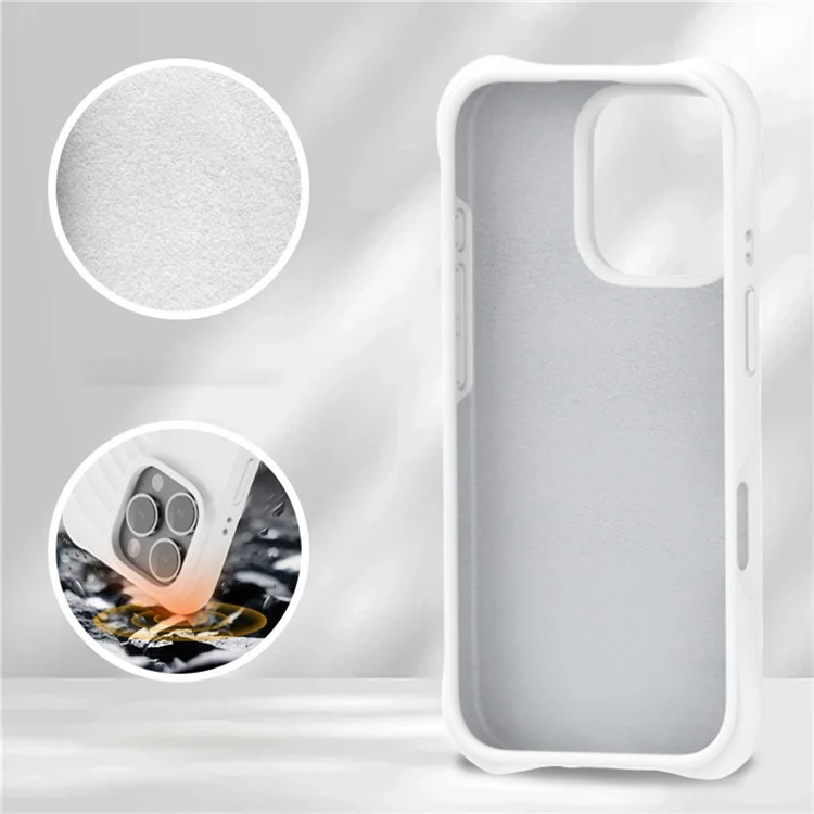 Para el caso del iPhone 16 Pro Compatible con MagSafe PC+Liquid Silicone Phone Cover Ripple Texture - Blanco