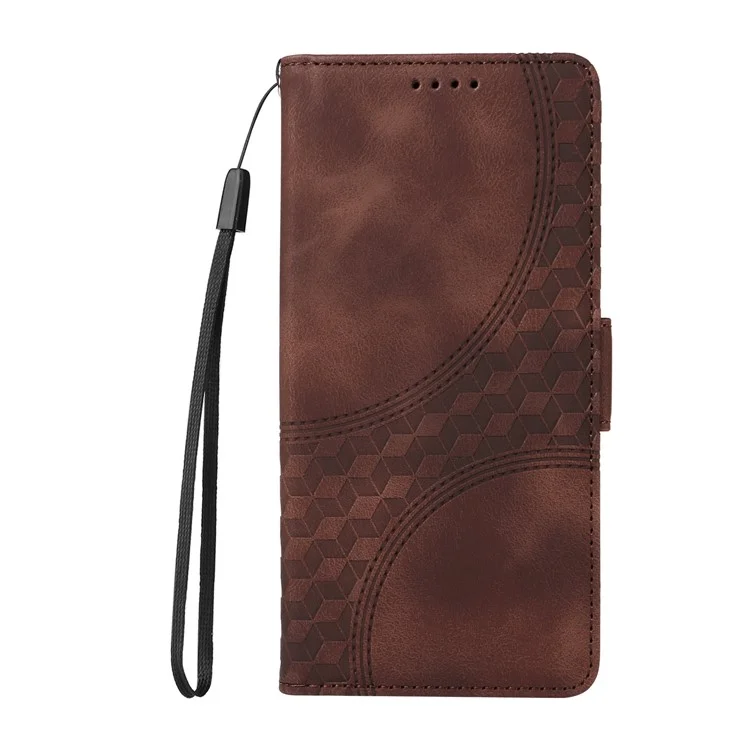 For Honor X6b 4G Case PU Leather Phone Cover Rhombus Starry Imprinted - Brown