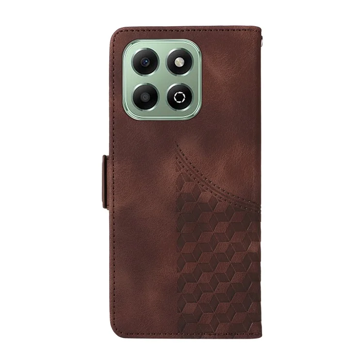 For Honor X6b 4G Case PU Leather Phone Cover Rhombus Starry Imprinted - Brown