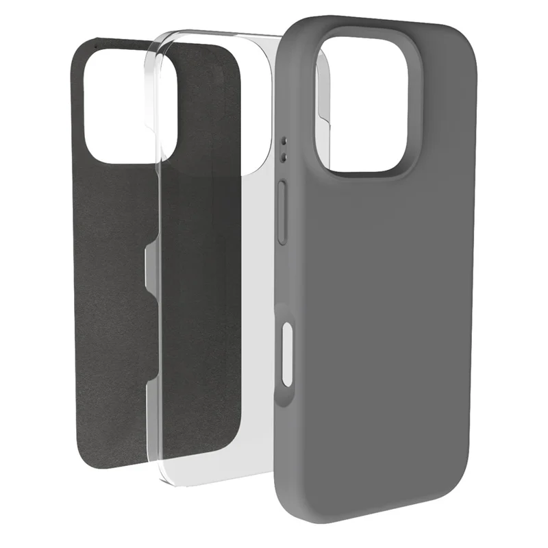 For iPhone 16 Pro Max Case Slim Shockproof PC+Liquid Silicone Phone Cover - Charcoal Grey