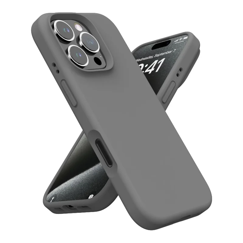 For iPhone 16 Pro Max Case Slim Shockproof PC+Liquid Silicone Phone Cover - Charcoal Grey