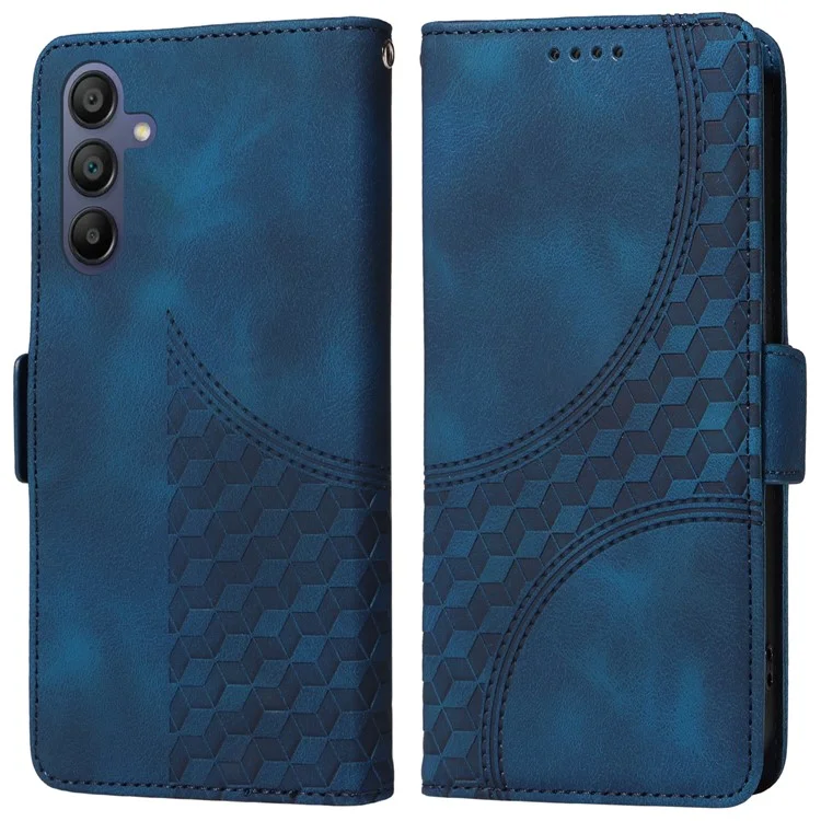 Для Samsung Galaxy A16 5G / A16 4G Чехол PU Leather Phone Cover Ромбовидный Звездный Рисунок - Синий