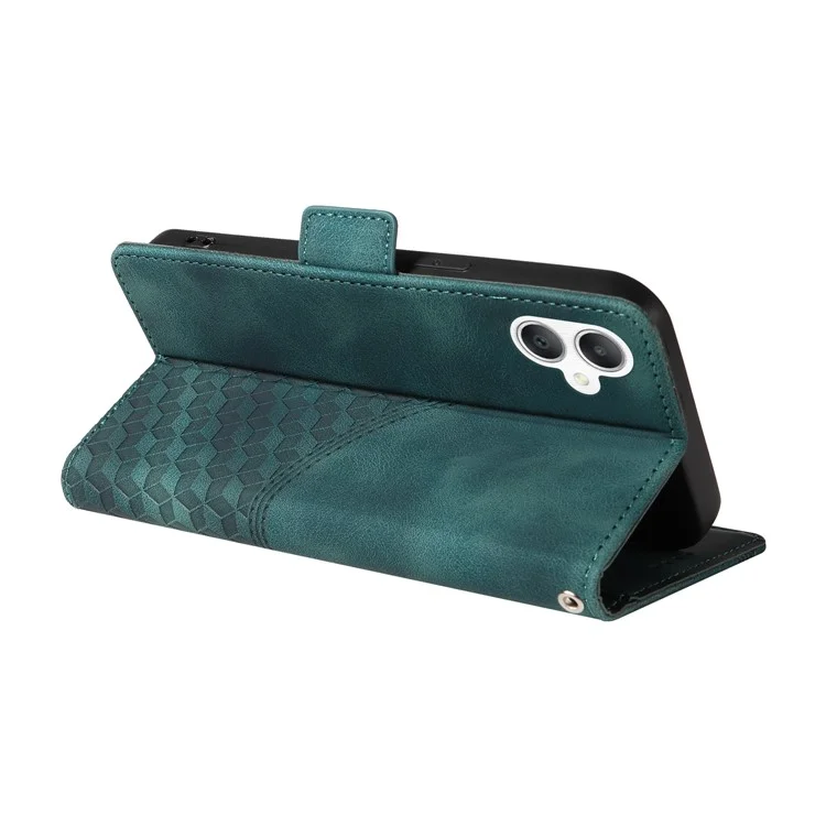 Für Samsung Galaxy A06 Case PU Leder Handyhülle Rhombus Sternenhimmel Prägung - Grün