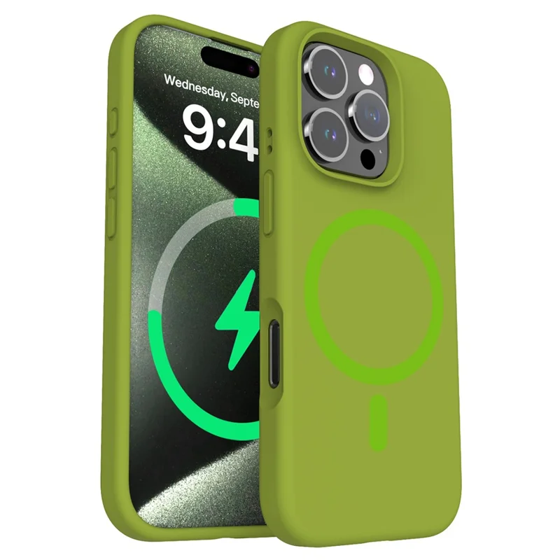 For iPhone 16 Pro Max Case Compatible with MagSafe PC+Liquid Silicone Phone Cover - Mustard Green