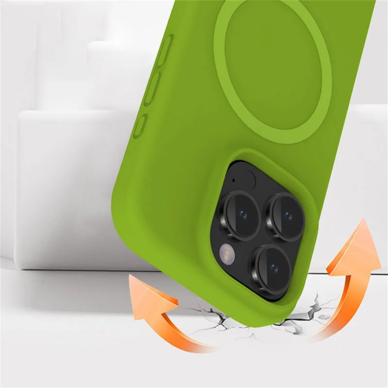 For iPhone 16 Pro Max Case Compatible with MagSafe PC+Liquid Silicone Phone Cover - Mustard Green