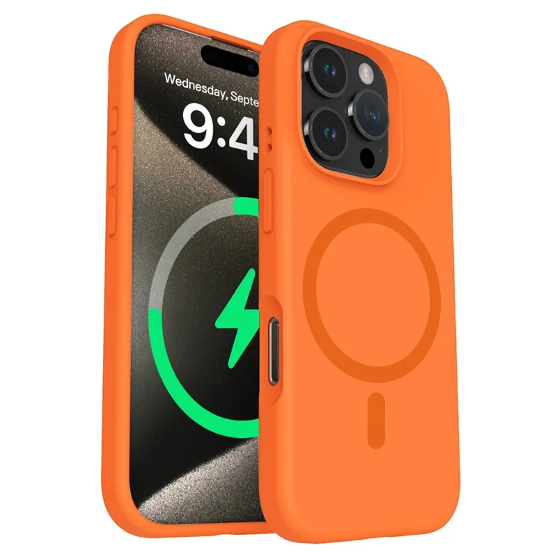 For iPhone 16 Pro Max Case Compatible with MagSafe PC+Liquid Silicone Phone Cover - Orange