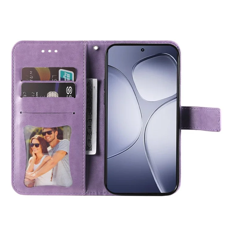 Para Xiaomi Redmi K70 Ultra Case PU Leather Wallet Floral Phone Cover Stand View - Roxo
