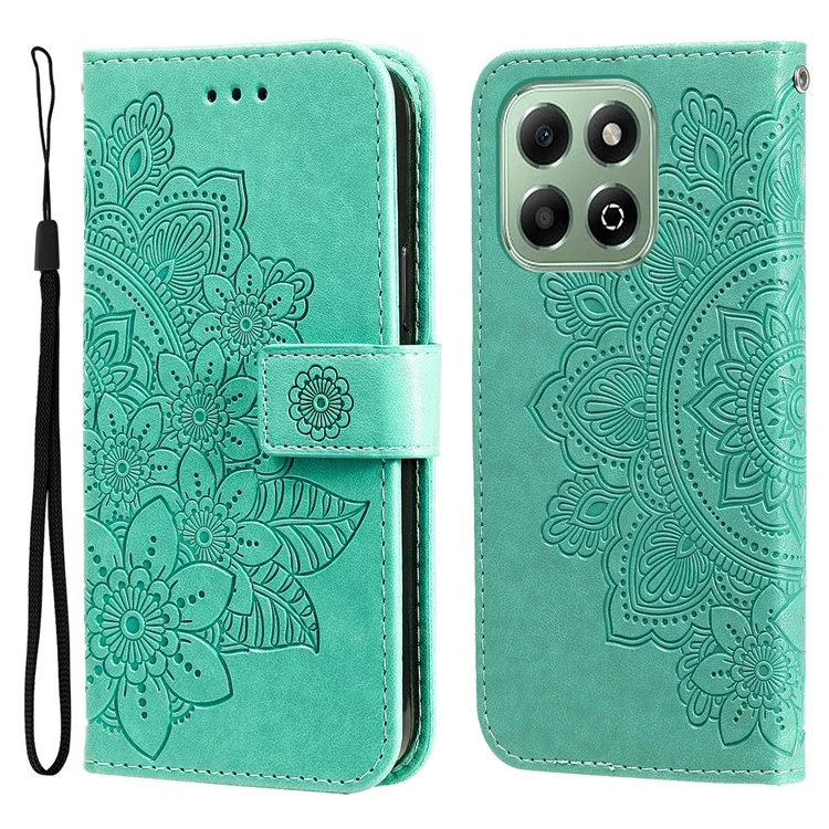 For Honor X6c 4G / X6b 4G Case Floral Pattern PU Leather Wallet Stand Phone Cover - Green