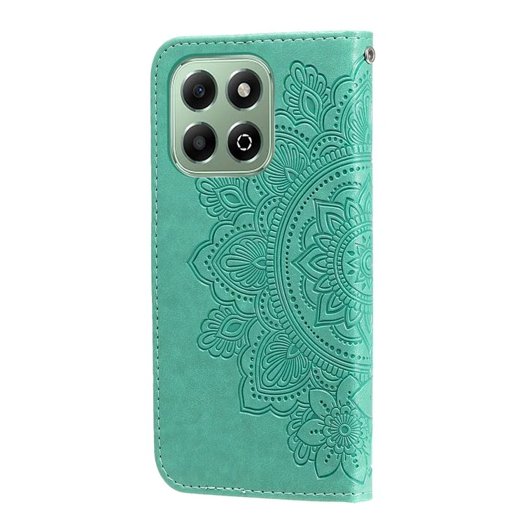 For Honor X6c 4G / X6b 4G Case Floral Pattern PU Leather Wallet Stand Phone Cover - Green