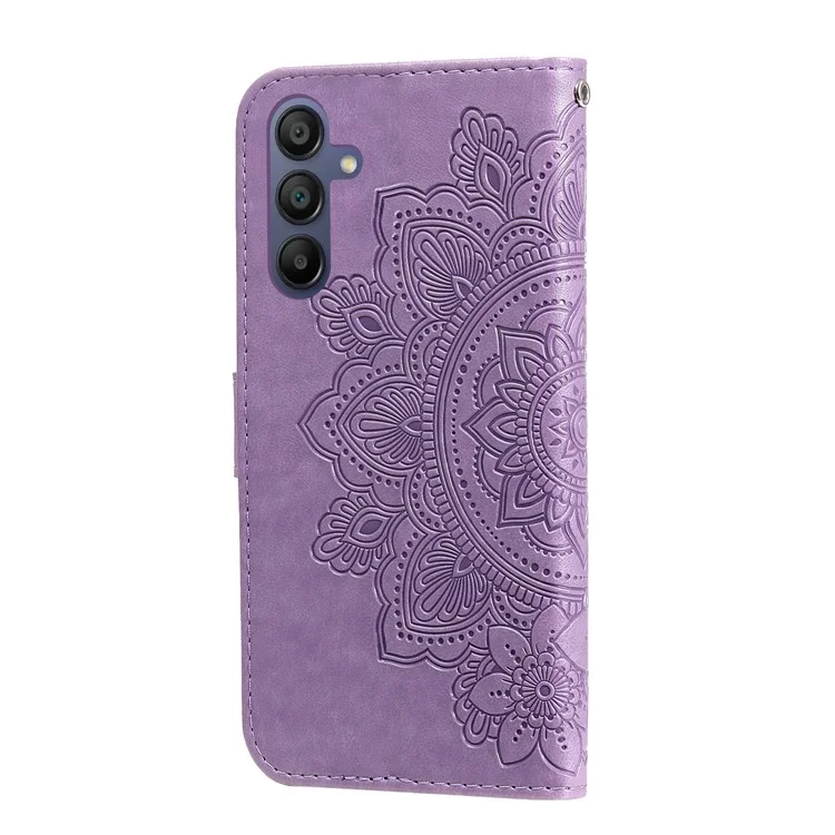 For Samsung Galaxy A17 / A26 5G / A16 5G / A16 4G Case Floral Pattern PU Leather Wallet Stand Phone Cover - Purple