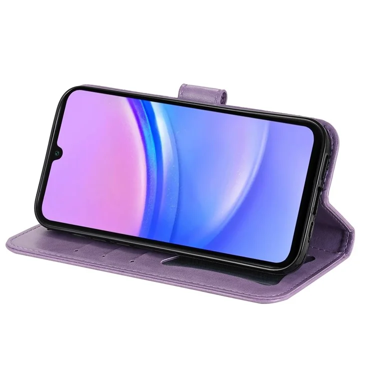 For Samsung Galaxy A17 / A26 5G / A16 5G / A16 4G Case Floral Pattern PU Leather Wallet Stand Phone Cover - Purple
