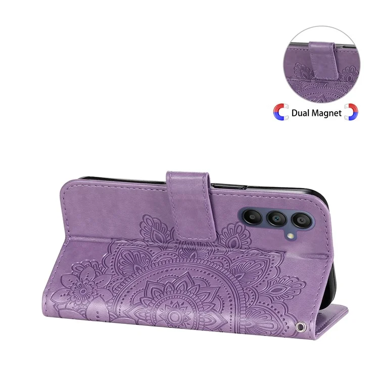 For Samsung Galaxy A17 / A26 5G / A16 5G / A16 4G Case Floral Pattern PU Leather Wallet Stand Phone Cover - Purple