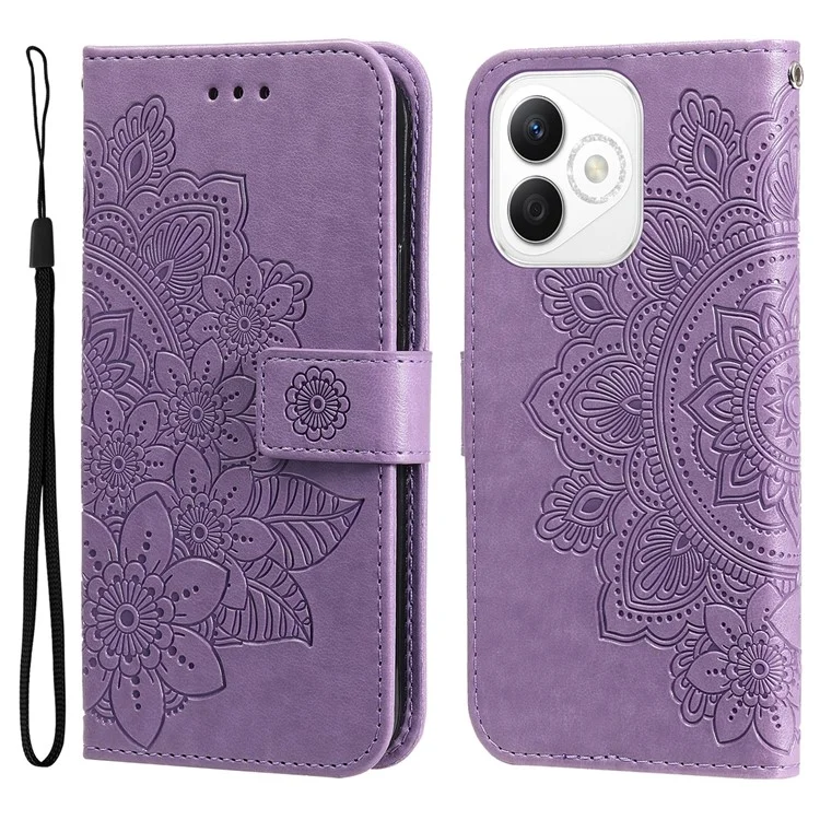 For Honor X60i 5G Case PU Leather Wallet Floral Phone Cover Stand View - Roxo
