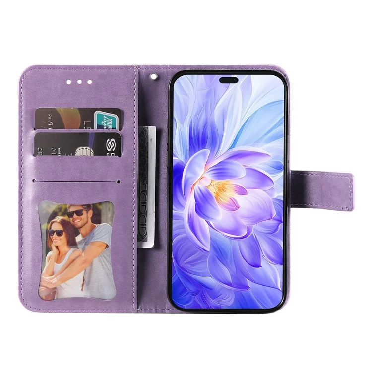 For Honor X60i 5G Case PU Leather Wallet Floral Phone Cover Stand View - Roxo