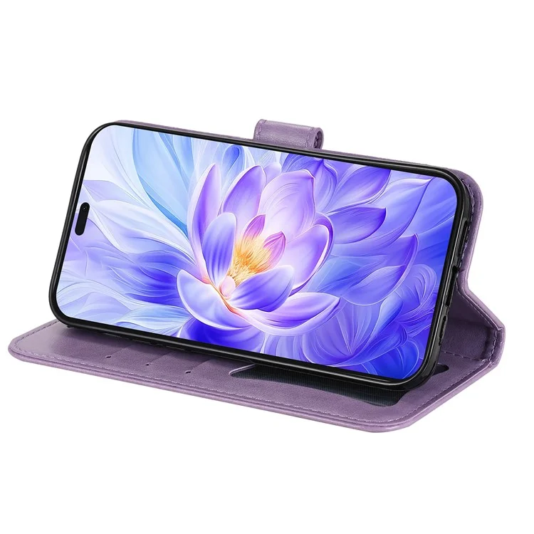 For Honor X60i 5G Case PU Leather Wallet Floral Phone Cover Stand View - Roxo