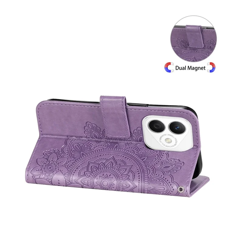 For Honor X60i 5G Case PU Leather Wallet Floral Phone Cover Stand View - Roxo