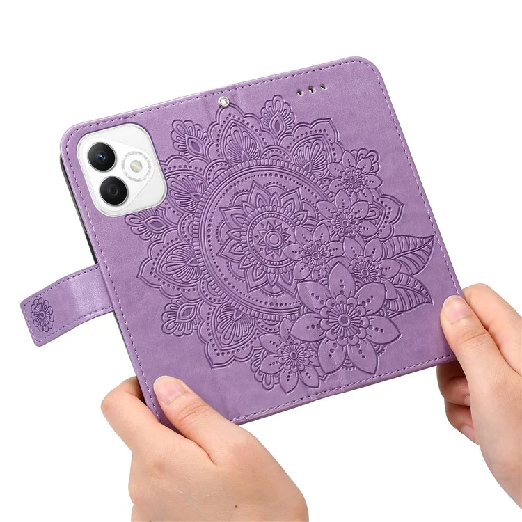 For Honor X60i 5G Case PU Leather Wallet Floral Phone Cover Stand View - Roxo