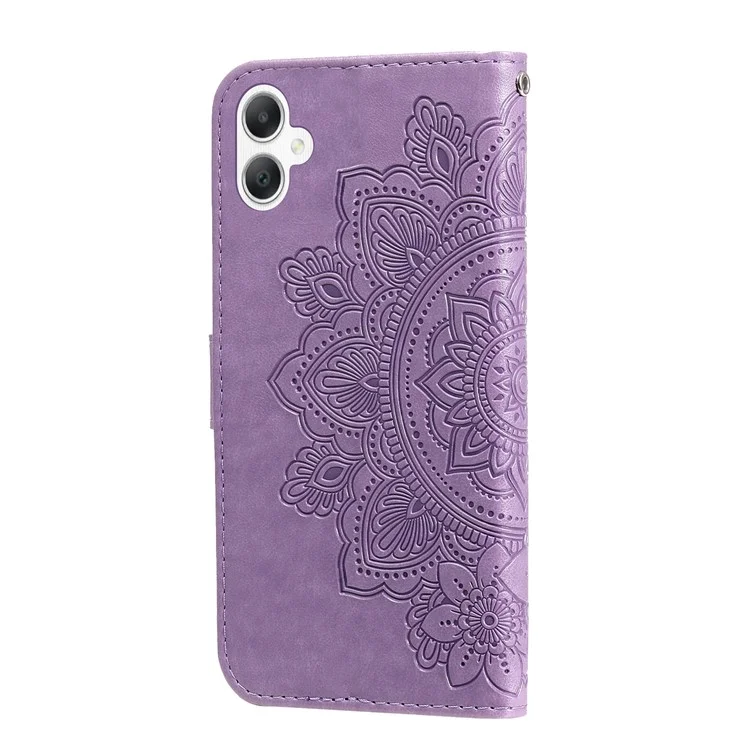 Para el caso del Samsung Galaxy A06 Funda de cuero de PU Floral Cubierta de teléfono de visión de soporte - Púrpura