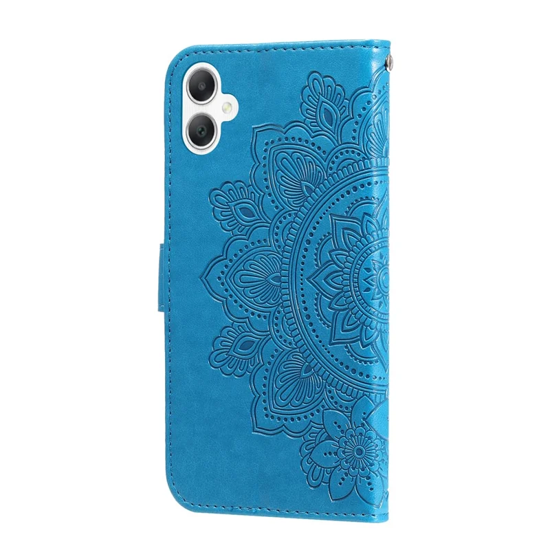 For Samsung Galaxy A06 4G Case Floral Pattern PU Leather Wallet Stand Phone Cover - Blue