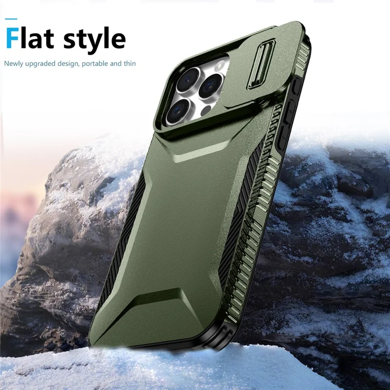 For iPhone 16 Pro Max Case Camshield TPU+PC Phone Cover Non-Slip Side Edge - Green