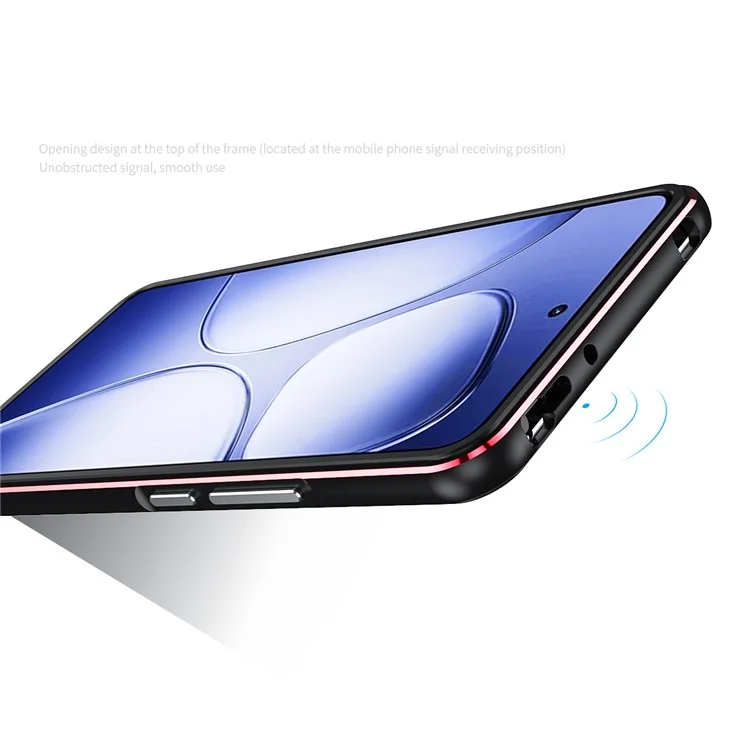 Para Xiaomi Redmi K70 Ultra Bumper Case Metal Frame Phone Cover com Camera Lens Guard - Preto / Vermelho