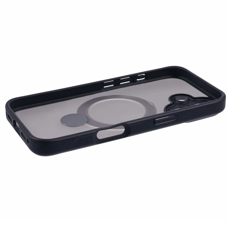 Case para iPhone 16 Plus Rotativo Suporte Magnético TPU+PC Capa de Telefone Fosca - Preto