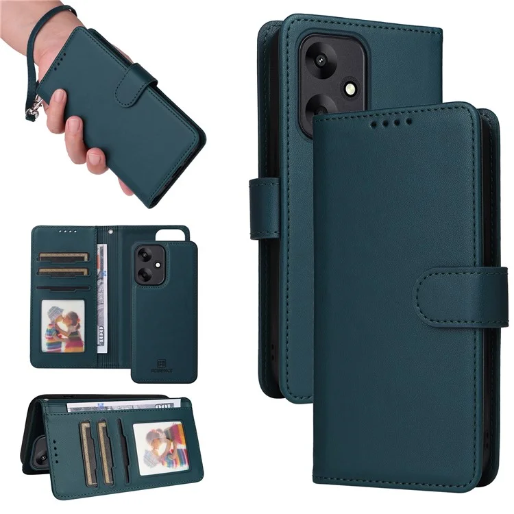 BETOPNICE 005 Para Xiaomi Redmi 13C 5G / 13C 4G / 13R 5G / Poco M6 5G Capa de Couro Sintético Carteira de Telefone - Azul