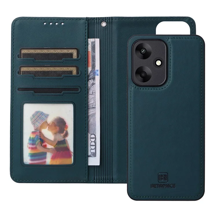 BETOPNICE 005 Para Xiaomi Redmi 13C 5G / 13C 4G / 13R 5G / Poco M6 5G Capa de Couro Sintético Carteira de Telefone - Azul