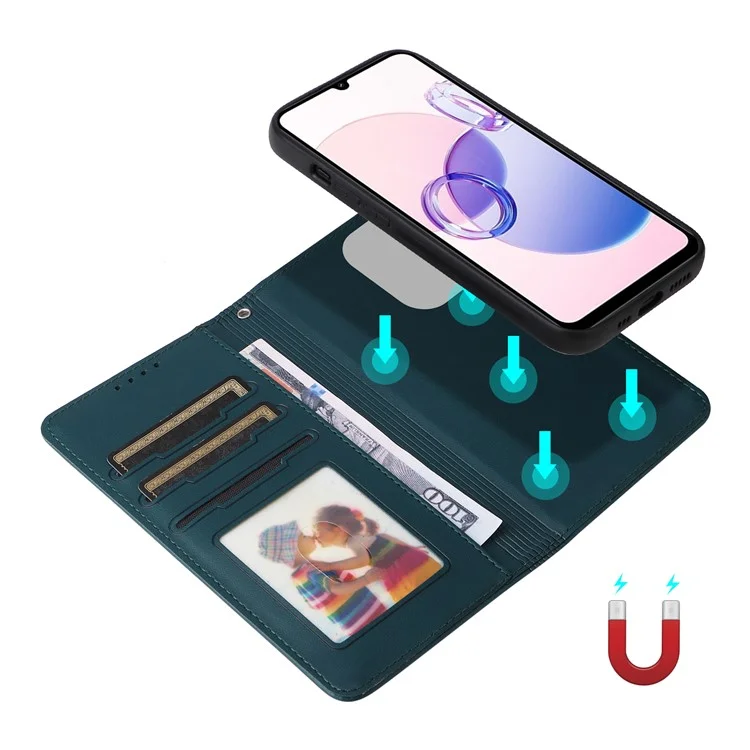 BETOPNICE 005 Para Xiaomi Redmi 13C 5G / 13C 4G / 13R 5G / Poco M6 5G Capa de Couro Sintético Carteira de Telefone - Azul