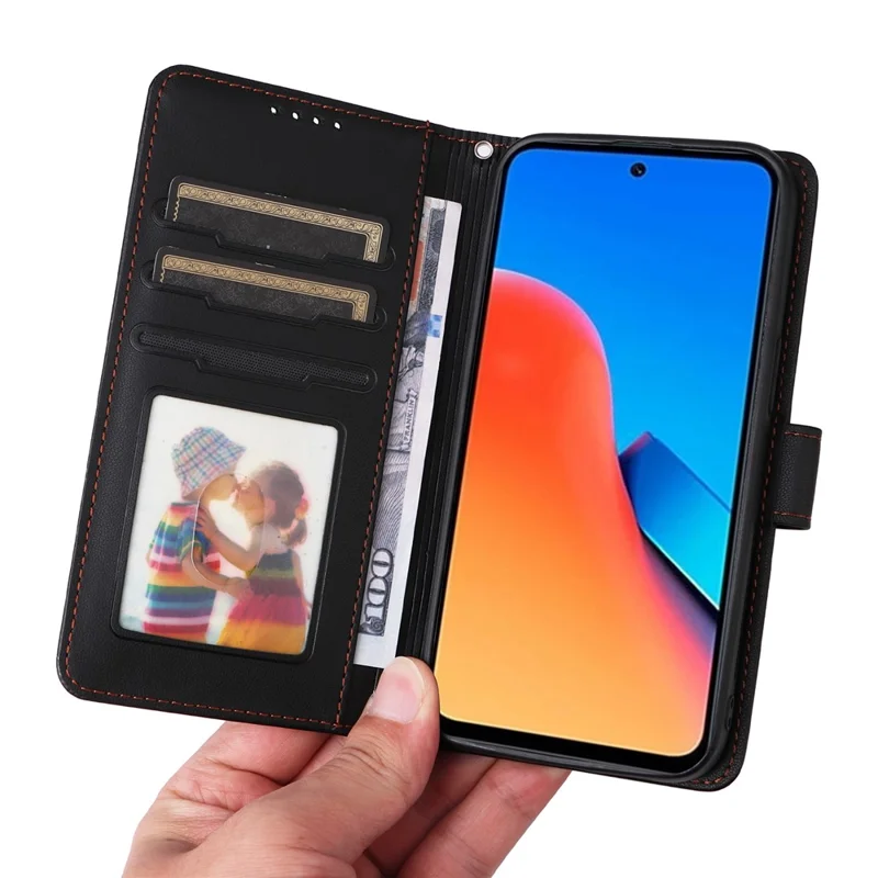 For Xiaomi Redmi 12 4G Magnetic Case BETOPNICE Detachable PU Leather Phone Cover with Strap - Black