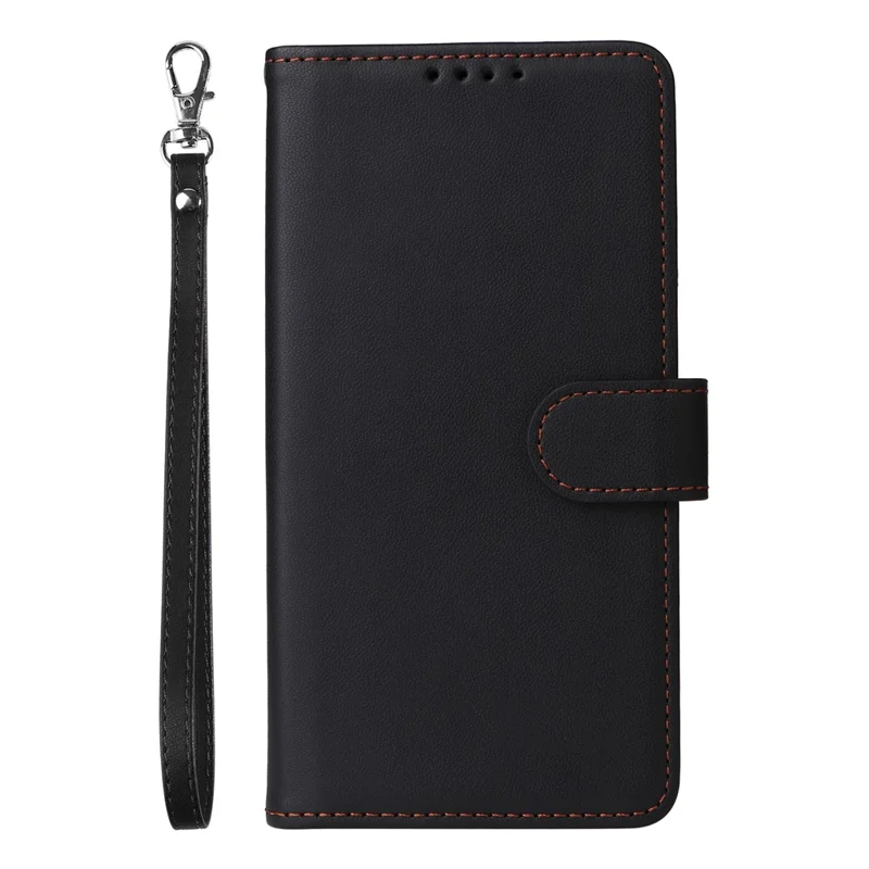 For Xiaomi Redmi 12 4G Magnetic Case BETOPNICE Detachable PU Leather Phone Cover with Strap - Black