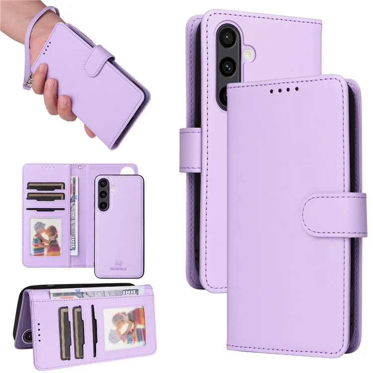 For Samsung Galaxy S24 FE Magnetic Case BETOPNICE Detachable PU Leather Phone Cover with Strap - Purple
