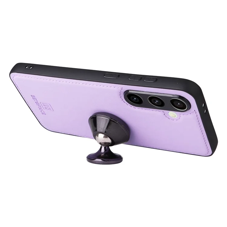 For Samsung Galaxy S24 FE Magnetic Case BETOPNICE Detachable PU Leather Phone Cover with Strap - Purple