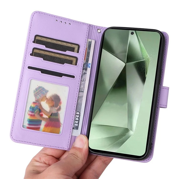 For Samsung Galaxy S24 FE Magnetic Case BETOPNICE Detachable PU Leather Phone Cover with Strap - Purple